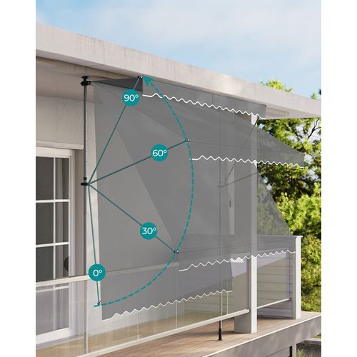 Store Banne Rétractable, Manuel, Réglable En Hauteur, Avec Manivelle, 350 X 120 Cm, Gris Anthracite