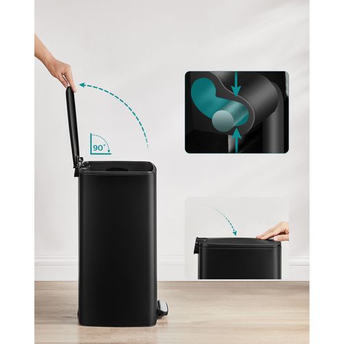 Poubelle De Cuisine, Poubelle 30 L, Poubelle à Pédale En Acier, Avec Seau Intérieur, Noir D'encre