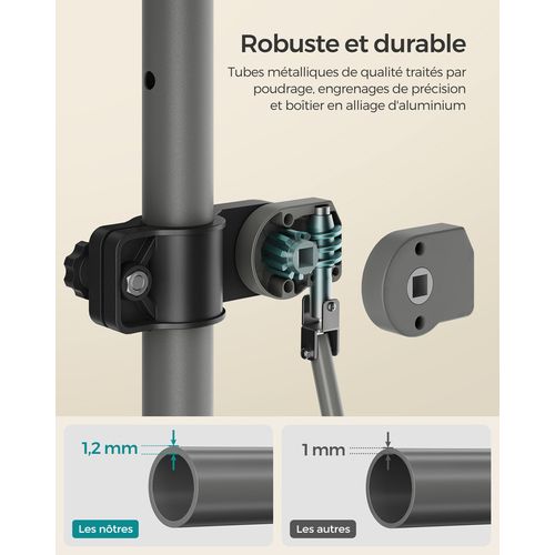 Store Banne Rétractable, Store Manuel, Réglable En Hauteur, Avec Manivelle, 350 X 120 Cm, Gris