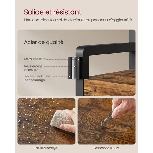 Vestiaire D'entrée Avec 10 Crochets Amovibles, 2 Tiroirs, Design Séparable, Marron Et Noir