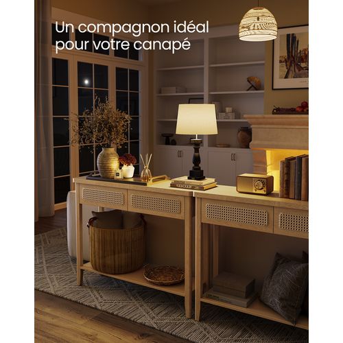 Table Console Pour Couloir, Table De Couloir Avec 2 Tiroirs, étagère Ouverte, Chêne Beige