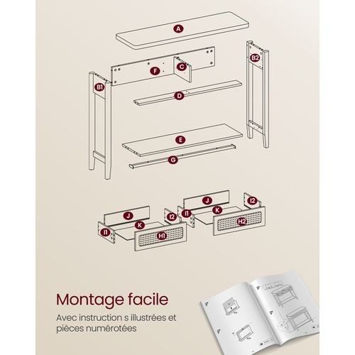 Table Console Pour Couloir, Table De Couloir Avec 2 Tiroirs, étagère Ouverte, Chêne Beige