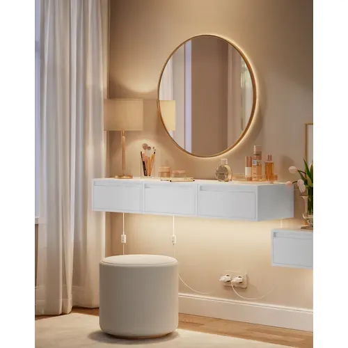 Tables De Chevet Suspendues, Lot De 2, Lumière 3 Couleurs, 35 X 40 X 18 Cm, Blanc Nuage