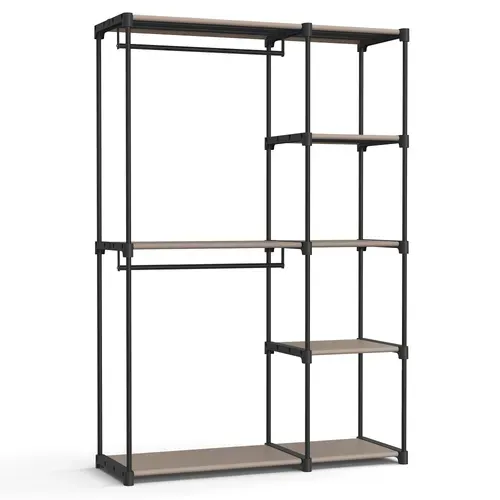 Armoire De Rangement, Avec Barres De Suspension, Organisateur, 43 X 124 X 182 Cm, Taupe