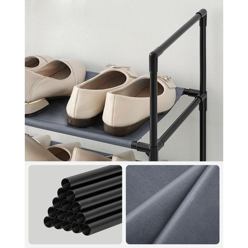 étagère Chaussure à 10 Niveaux, 33 X 33 X 173 Cm, Cadre En Métal, En Tissu Non-tissé, Gris