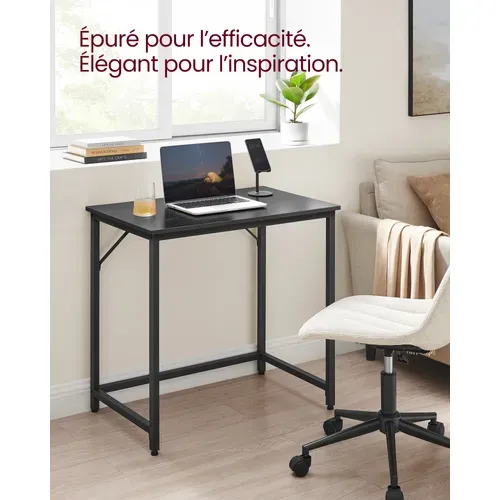 Bureau,  50 X 80 X 75 Cm, Style Industriel, Cadre En Métal, Noir