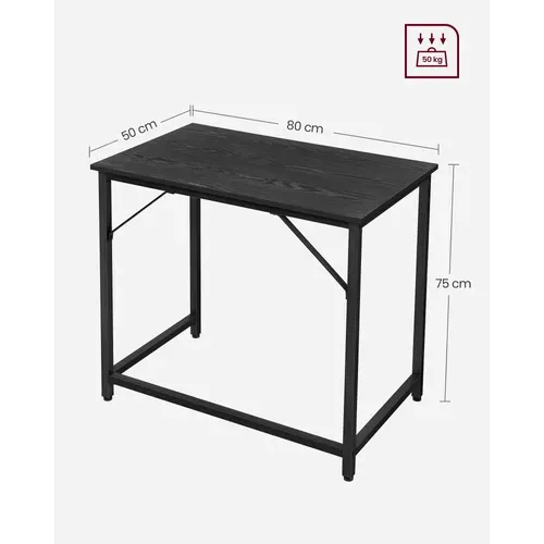 Bureau,  50 X 80 X 75 Cm, Style Industriel, Cadre En Métal, Noir