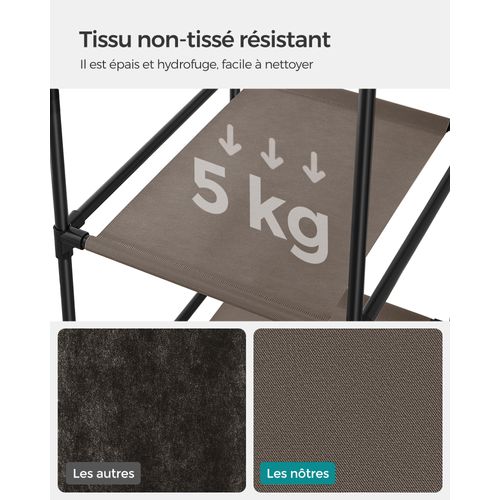 Armoire De Rangement En Tissu, 45 X 150 X 175 Cm, 12 Compartiments, Cadre En Métal, Taupe