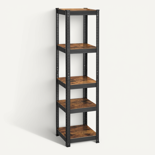 étagère De Rangement à 5 Niveaux, 37 X 37 X 150 Cm, Capacité 400 Kg, Marron Rustique Et Noir
