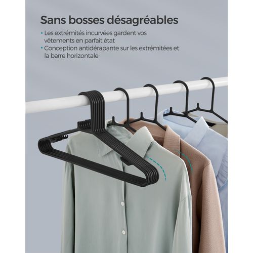 Cintres En Plastique, Lot De 50, Cintres Gain De Place, Pour Pantalons, Manteaux, Robes, Noir