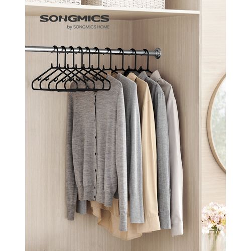 Cintres En Plastique, Lot De 50, Cintres Gain De Place, Pour Pantalons, Manteaux, Robes, Noir