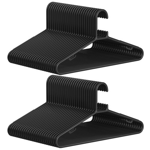 Cintres En Plastique, Lot De 50, Cintres Gain De Place, Pour Pantalons, Manteaux, Robes, Noir