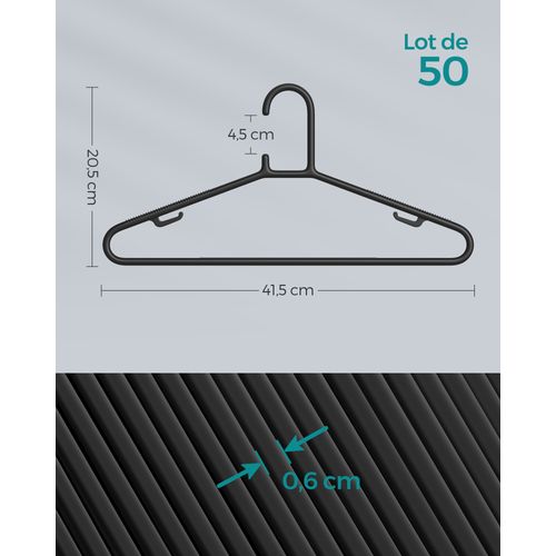 Cintres En Plastique, Lot De 50, Cintres Gain De Place, Pour Pantalons, Manteaux, Robes, Noir