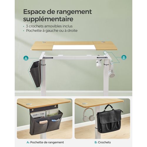 Bureau Assis Debout Électrique, 60 X 120 X (72-120) Cm, Jaune Pastel Et Blanc Classique