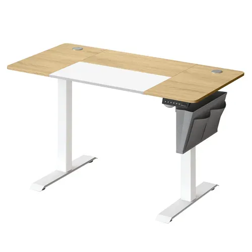 Bureau Assis Debout Électrique, 60 X 120 X (72-120) Cm, Jaune Pastel Et Blanc Classique