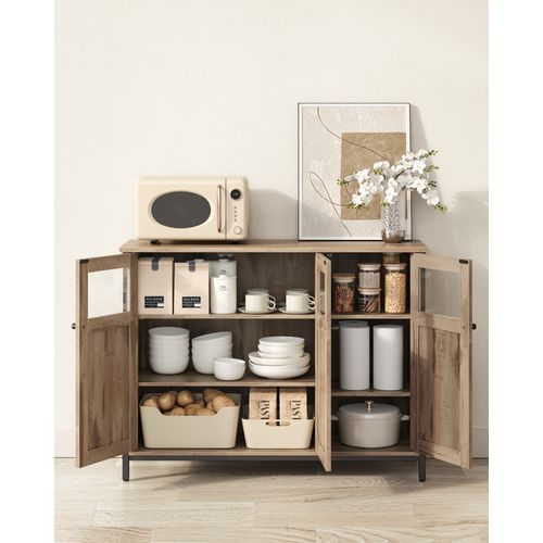 Meuble De Rangement, Avec Placard 3 Portes, Cadre En Acier, Style