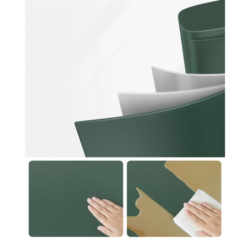 Poubelle De Cuisine 30l, Avec Couvercle à Fermeture En Douceur, Seau Intérieur, En Acier, Vert Rétro