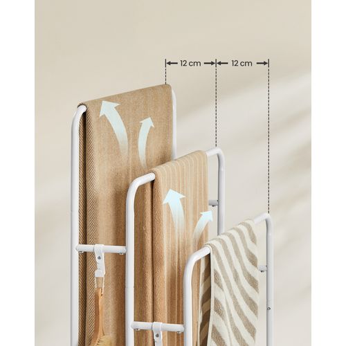 Porte Serviette Sur Pied, 70 X 30 X 100 Cm, Blanc Mat Et Beige Naturel