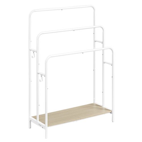 Porte Serviette Sur Pied, 70 X 30 X 100 Cm, Blanc Mat Et Beige Naturel