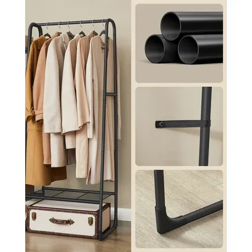 Portant à Vêtement, 5 Étagères De Rangement, Structure En Métal, 40 X 101,7 X 153,3 Cm, Noir D'encre