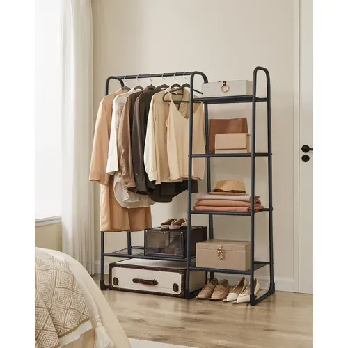 Portant à Vêtement, 5 Étagères De Rangement, Structure En Métal, 40 X 101,7 X 153,3 Cm, Noir D'encre