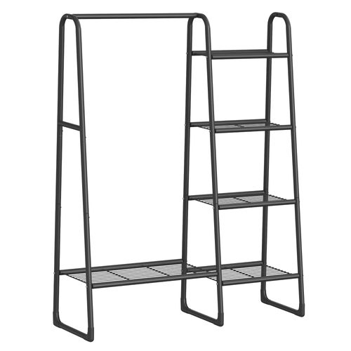 Portant à Vêtement, 5 Étagères De Rangement, Structure En Métal, 40 X 101,7 X 153,3 Cm, Noir D'encre