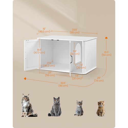 Meuble Litière Pour Chat, Entrée Par Devant, Blanc Nuage