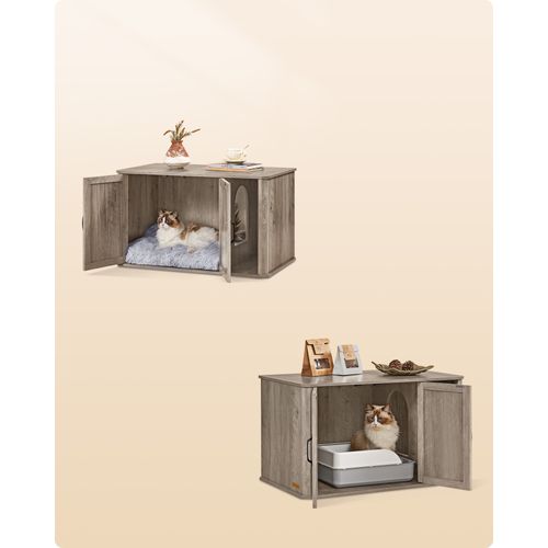 Meuble Litière Pour Chat, Entrée Par Devant, Grège Chiné