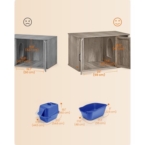 Meuble Litière Pour Chat, Entrée Par Devant, Grège Chiné