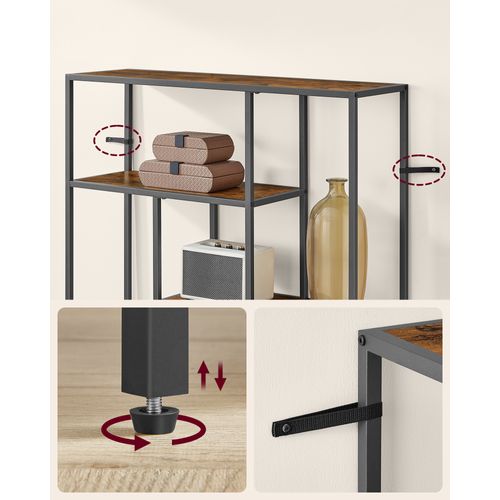 Bibliothèque, étagère 4 Niveaux, 30 X 100 X 103 Cm, Marron Rustique, Noir