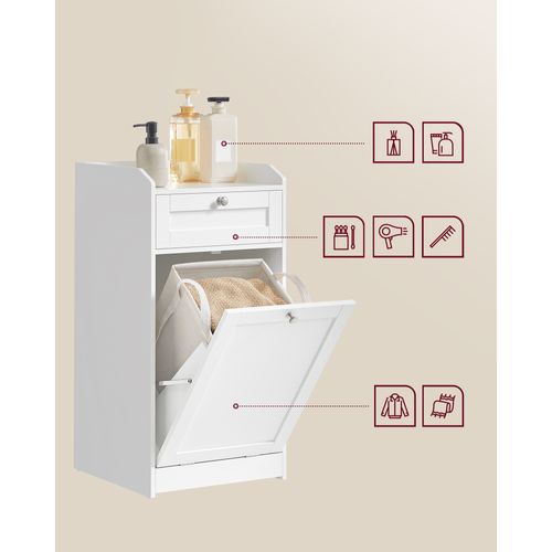 Meuble De Salle De Bain Haut, Panier à Linge, Blanc Nuage