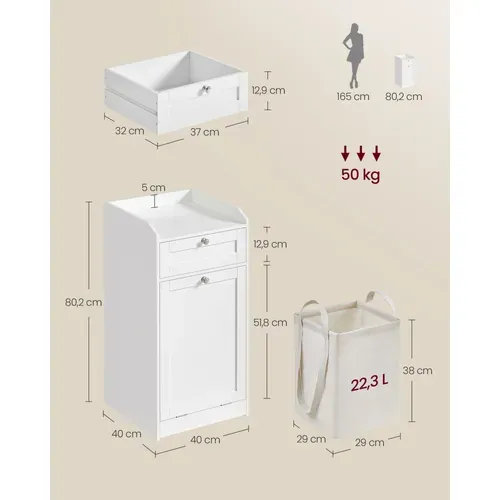 Meuble De Salle De Bain Haut, Panier à Linge, Blanc Nuage