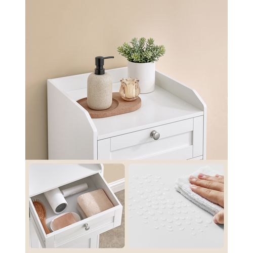 Meuble De Salle De Bain Haut, Panier à Linge, Blanc Nuage