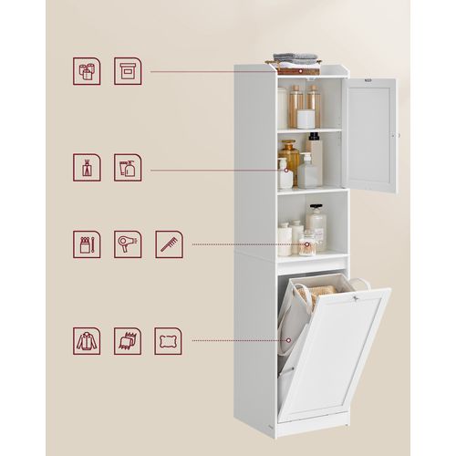 Meuble De Salle De Bain, Panier à Linge, 1 Tiroir, Blanc Nuage