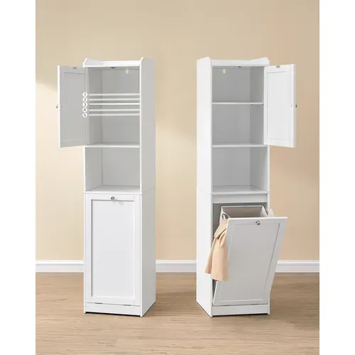 Meuble De Salle De Bain, Panier à Linge, 1 Tiroir, Blanc Nuage