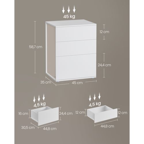 Table De Chevet, Assemblage Ultra-rapide Sans Outils Toolless, Blanc Mat, Beige Cappuccino