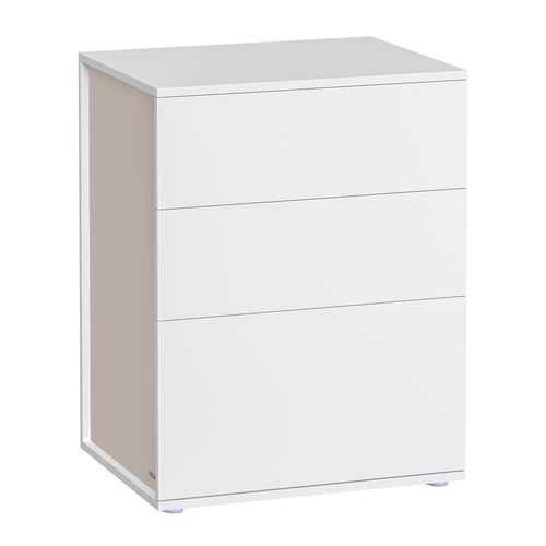 Table De Chevet, Assemblage Ultra-rapide Sans Outils Toolless, Blanc Mat, Beige Cappuccino