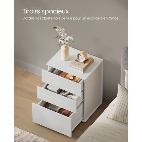 Table De Chevet, Assemblage Ultra-rapide Sans Outils Toolless, Blanc Mat, Beige Cappuccino