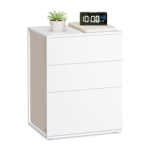Table De Chevet, Assemblage Ultra-rapide Sans Outils Toolless, Blanc Mat, Beige Cappuccino