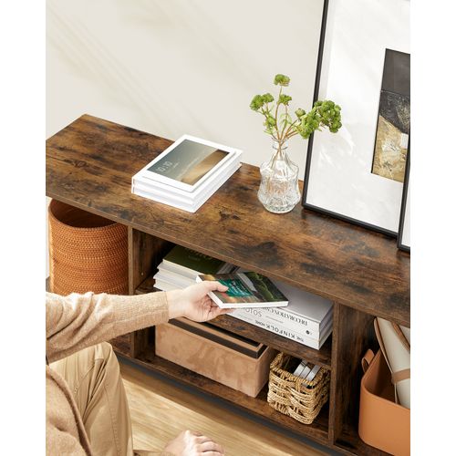 Meuble TV Pour Télévision Jusqu’à 65 Pouces, Avec Compartiments Ouverts, Marron Rustique Et Noir