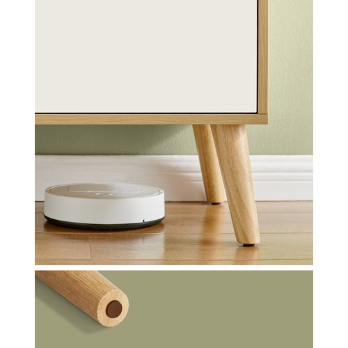 Meuble TV, Support Télé, Couleur Chêne Naturel Et Blanc Crème