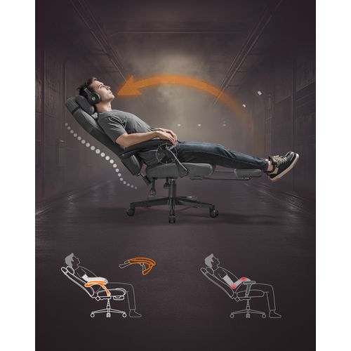 Chaise De Bureau Ergonomique Avec Repose-pieds, Gris Tourterelle