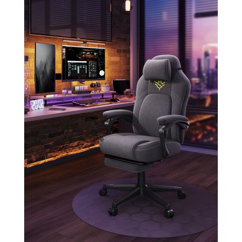 Chaise De Bureau Ergonomique Avec Repose-pieds, Gris Tourterelle