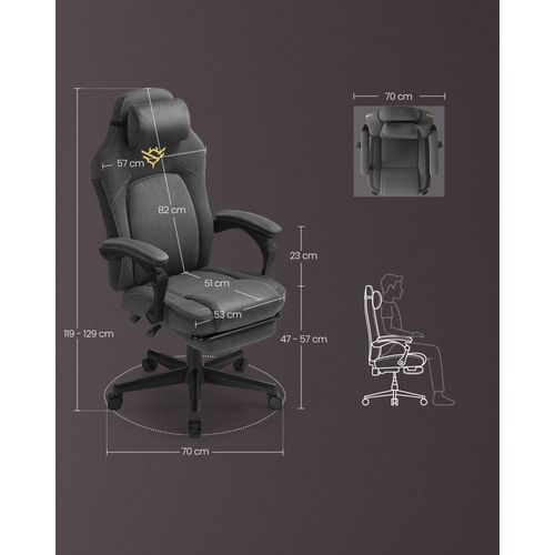 Chaise De Bureau Ergonomique Avec Repose-pieds, Gris Tourterelle