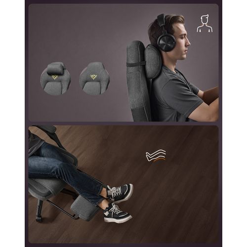 Chaise De Bureau Ergonomique Avec Repose-pieds, Gris Tourterelle