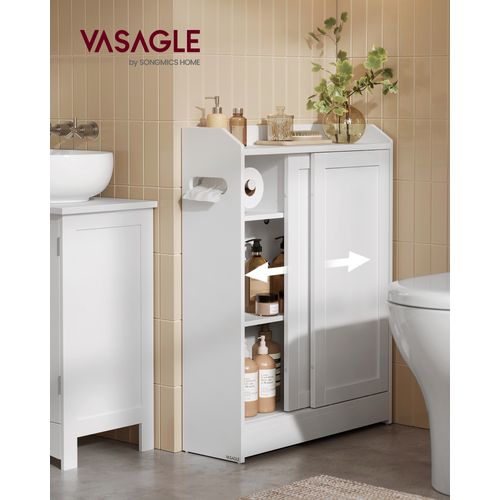 Meuble Wc, Portes Coulissantes, 20 X 60 X 80 Cm, Blanc Nuage