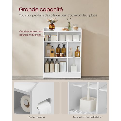 Meuble Wc, Portes Coulissantes, 20 X 60 X 80 Cm, Blanc Nuage