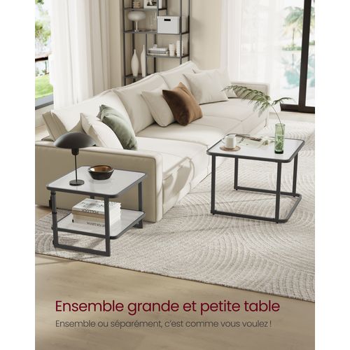 Table Basse de Salon à 2 Niveaux avec Structure en Acier et étagère inférieure Table Basse Moderne au Design Industriel - Maison