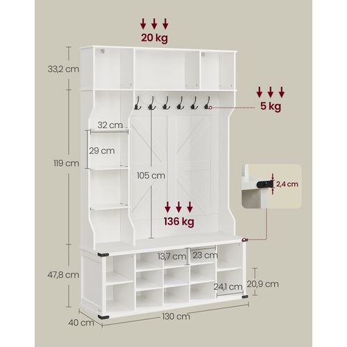 Porte-manteau Avec Banc à Chaussures, Porte-manteau Avec Crochets