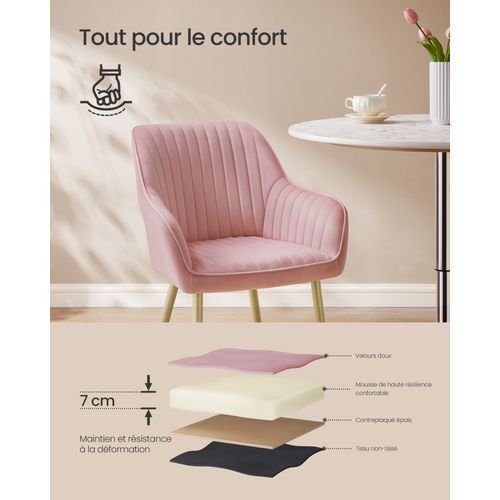 Chaise Salle à Manger, Lot De 2, Chaise De Cuisine, Fauteuil En Velours, Avec Accoudoirs